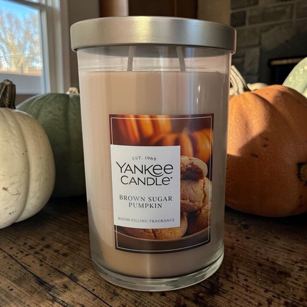 Yankee Candle Brown Sugar Pumpkin Large Jar 2 Wick Candle 20 Oz NEW